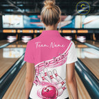 Custom Pink Butterfly Bowling Jerseys, Bowling Quarter-Zip Shirt