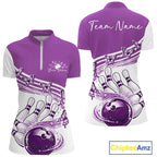 Custom Purple Butterfly Bowling Jerseys, Bowling Quarter-Zip Shirt