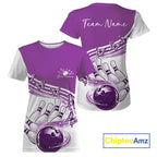 Custom Purple Butterfly Bowling Jerseys, Bowling T-Shirts
