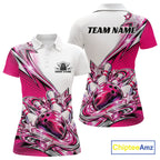Custom Pink Glitter Star Bowling Polo, Bowling League And Tournament Shirt