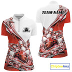 Custom Red Glitter Star Bowling Quarter-Zip, Bowling League And Tournament Shirt