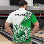 Custom Green Glitter Star Bowling Quarter Zip, Bowling League And Tournament Shirt
