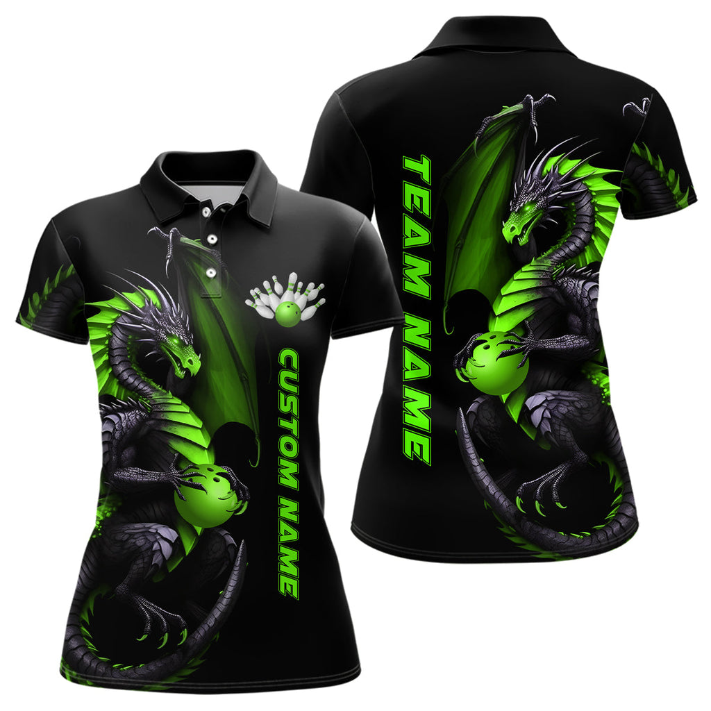 Custom Green Dragon Bowling Polo Shirts Team Bowling Jerseys Bowler Outfit Apparel
