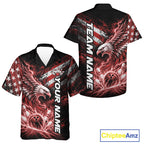 Custom Patriotic Red American Eagle Bowling Jerseys, US Flag Bowling And Button Up Shirt