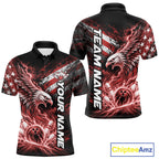 Custom Patriotic Red American Eagle Bowling Jerseys, US Flag Bowling Polo Shirt