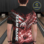 Custom Patriotic Red American Eagle Bowling Jerseys, US Flag Bowling Polo Shirt