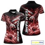 Custom Patriotic Red American Eagle Bowling Jerseys, US Flag Bowling Polo Shirt