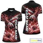 Custom Patriotic Red American Eagle Bowling Jersey, US Flag Bowling Quarter-Zip