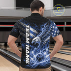 Custom Patriotic Blue American Eagle Bowling Jerseys, US Flag Bowling Quarter Zip Shirt