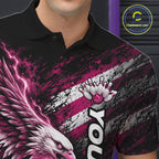 Custom Patriotic Pink American Eagle Bowling Jerseys, US Flag Bowling Polo Shirt