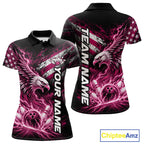 Custom Patriotic Pink American Eagle Bowling Jerseys, US Flag Bowling Polo Shirt