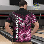 Custom Patriotic Pink American Eagle Bowling Jerseys, US Flag Bowling Quarter Zip Shirt