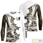 Custom Grass Camo Alligator Gar Bowfishing Long Sleeve Tournament Shirts, Bow Fishing Shirt