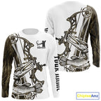Custom Grass Camo Alligator Gar Bowfishing Long Sleeve Tournament Shirts, Bow Fishing Shirt
