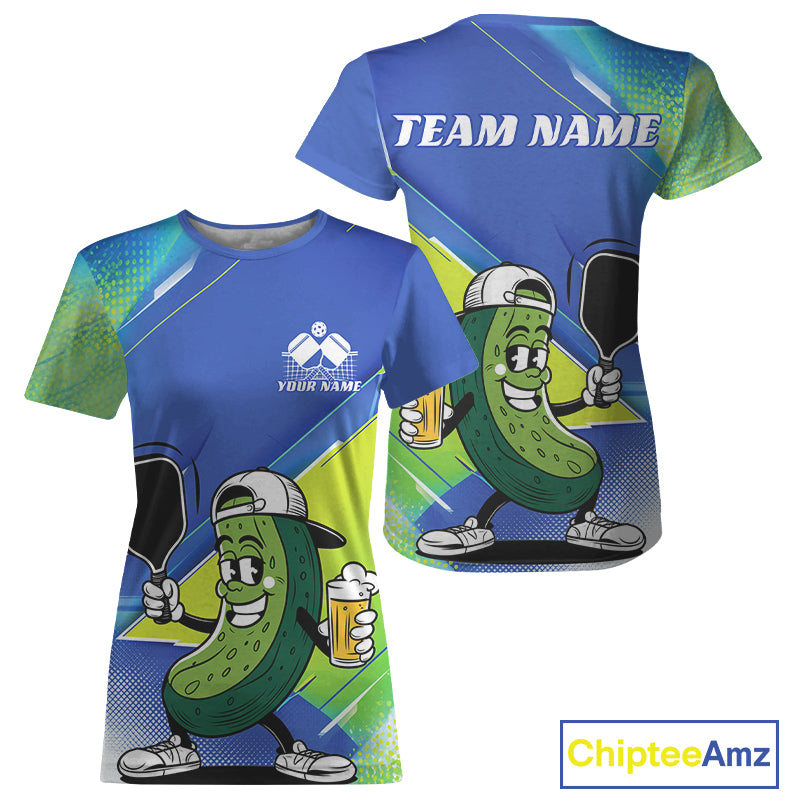 Custom Funny Pickleball T-Shirts, Cool Pickles Playing Pickleball Humorous