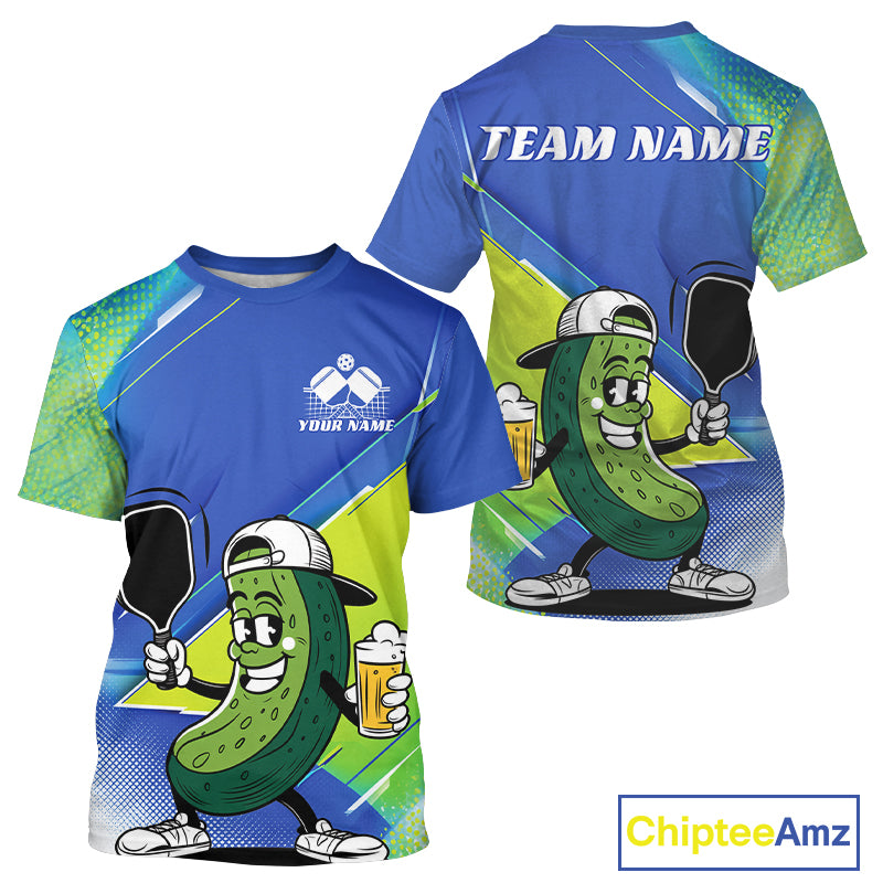 Custom Funny Pickleball T-Shirts, Cool Pickles Playing Pickleball Humorous
