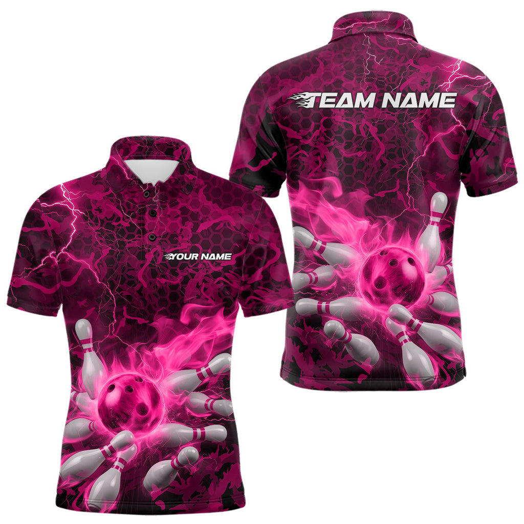 Custom Multi-Color Camo Thunder Lightning Flame Bowling Team Shirts, And