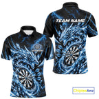 Custom Icy Blue Cyrstal Ice Dragon Dart Team Polo Shirt, Dart Player Jersey
