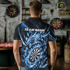 Custom Icy Blue Cyrstal Ice Dragon Dart Team Polo Shirt, Dart Player Jersey