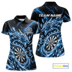 Custom Icy Blue Cyrstal Ice Dragon Dart Team Polo Shirt, Dart Player Jersey