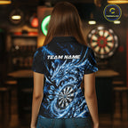 Custom Icy Blue Cyrstal Ice Dragon Dart Team Polo Shirt, Dart Player Jersey