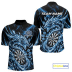 Custom Icy Blue Cyrstal Ice Dragon Dart Team Quarter Zip Shirt, Dart Player Jersey