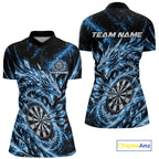 Custom Icy Blue Cyrstal Ice Dragon Dart Team Quarter-Zip Shirt, Dart Jersey