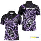 Custom Icy Purple Cyrstal Ice Dragon Dart Team Polo Shirt, Dart Player Jersey