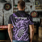 Custom Icy Purple Cyrstal Ice Dragon Dart Team Polo Shirt, Dart Player Jersey