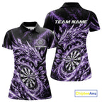 Custom Icy Purple Cyrstal Ice Dragon Dart Team Polo Shirt, Dart Player Jersey