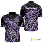 Custom Icy Purple Cyrstal Ice Dragon Dart Team Quarter Zip Shirt, Dart Player Jersey