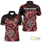 Custom Icy Red Cyrstal Ice Dragon Dart Team Polo Shirt, Dart Player Jersey