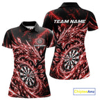 Custom Icy Red Cyrstal Ice Dragon Dart Team Polo Shirt, Dart Player Jersey