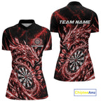 Custom Icy Red Cyrstal Ice Dragon Dart Quarter-Zip Shirt, Dart Player Jersey