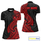 Custom Black And Red Tribal Bowling Quarter-Zip Shirt, Bowling Team League Shirt