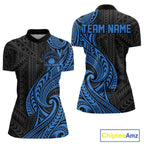 Custom Black And Blue Tribal Bowling Quarter-Zip Shirt, Bowling Team League Shirt