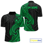Custom Black And Green Tribal Bowling Quarter Zip Shirt, Bowling Team League Shirt