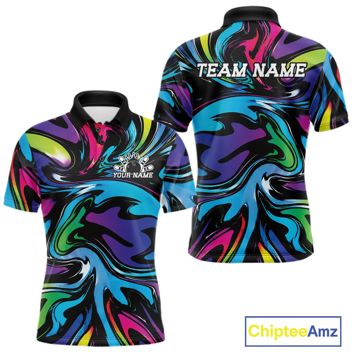 Custom Colorful Bowling Tournament Polo Shirt, Bowling League Shirt Team Jerseys