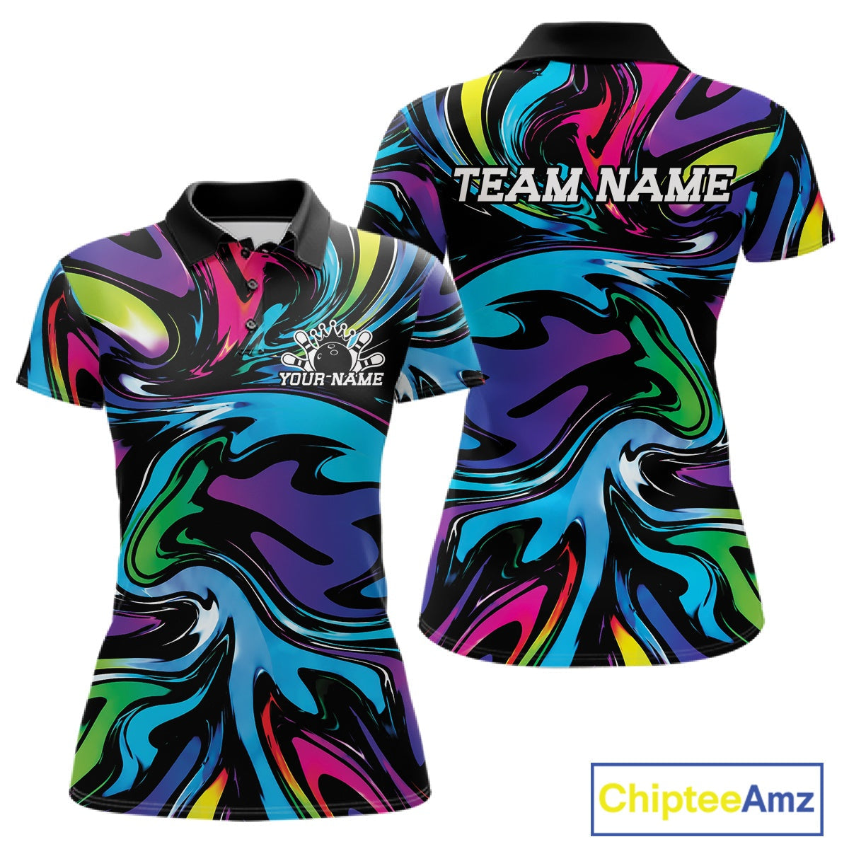 Custom Colorful Bowling Tournament Polo Shirt, Bowling League Shirt Team Jerseys