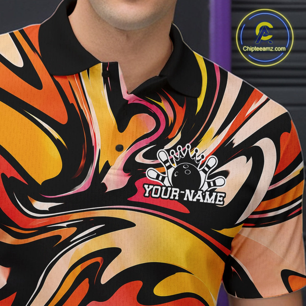 Custom Colorful Bowling Tournament Polo Shirt, Bowling League Shirt Team Jerseys