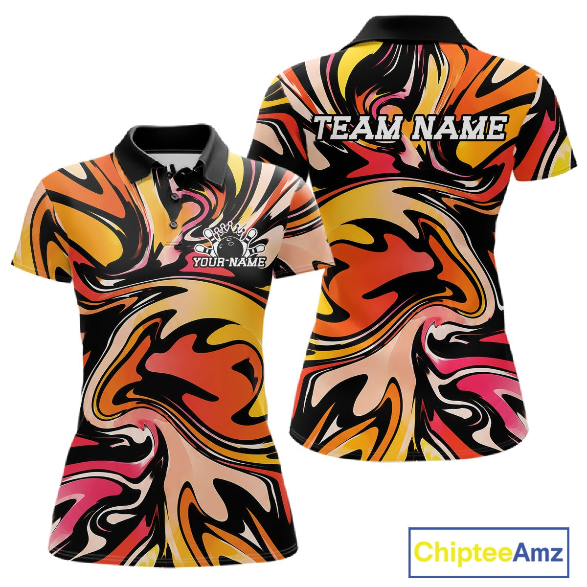 Custom Colorful Bowling Tournament Polo Shirt, Bowling League Shirt Team Jerseys