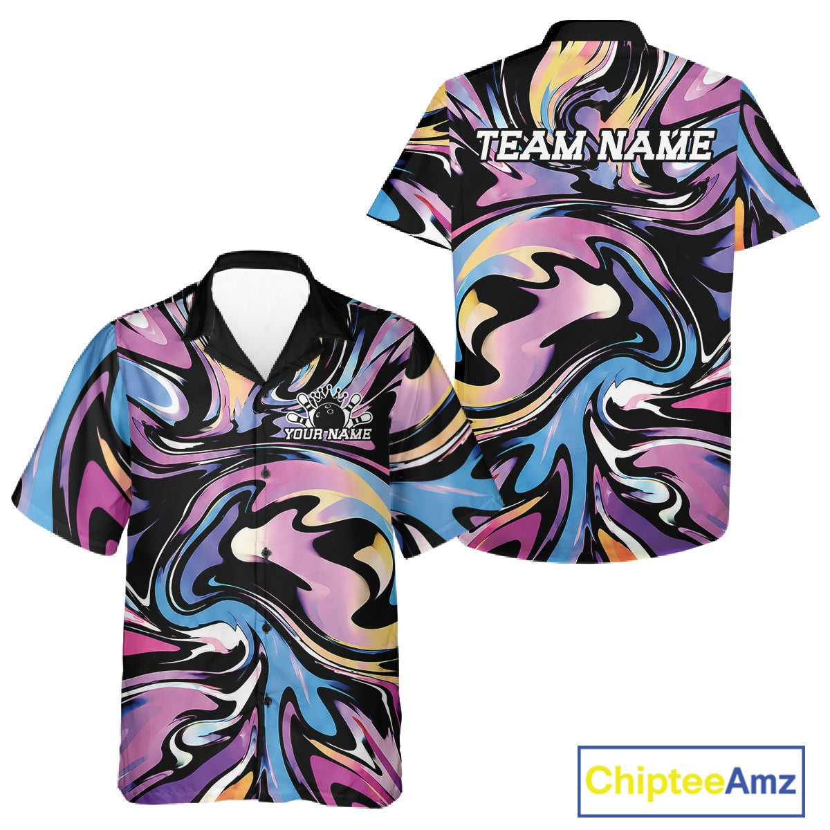Custom Colorful Bowling Tournament And Hawaiian Shirt, Bowling League Shirt Team Jerseys