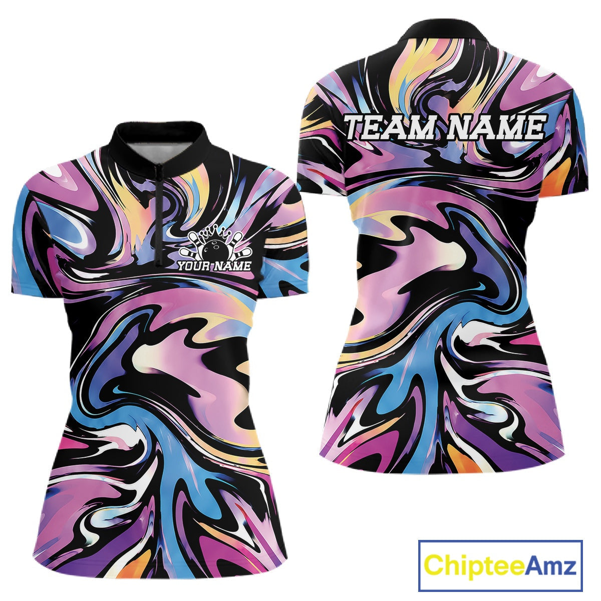 Custom Colorful Bowling Tournament Polo Shirt, Bowling League Shirt Team Jerseys