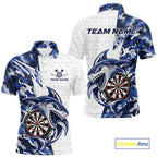 Custom Blue Camo Shark Dart Polo Shirt, Dart League Shirt Dart Team Outfit