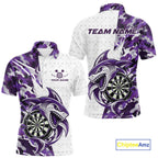 Custom Purple Camo Shark Dart Polo Shirt, Dart League Shirt Dart Team Outfit