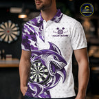 Custom Purple Camo Shark Dart Polo Shirt, Dart League Shirt Dart Team Outfit