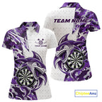 Custom Purple Camo Shark Dart Polo Shirt, Dart League Shirt Dart Team Outfit