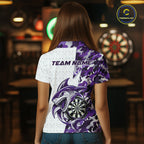 Custom Purple Camo Shark Dart Polo Shirt, Dart League Shirt Dart Team Outfit