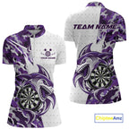 Custom Purple Camo Shark Dart Quarter-Zip Shirt, Dart League Shirt Team Outfit