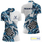 Custom Steel Blue Camo Shark Dart Quarter-Zip Shirt, Dart League Shirt Team Outfit